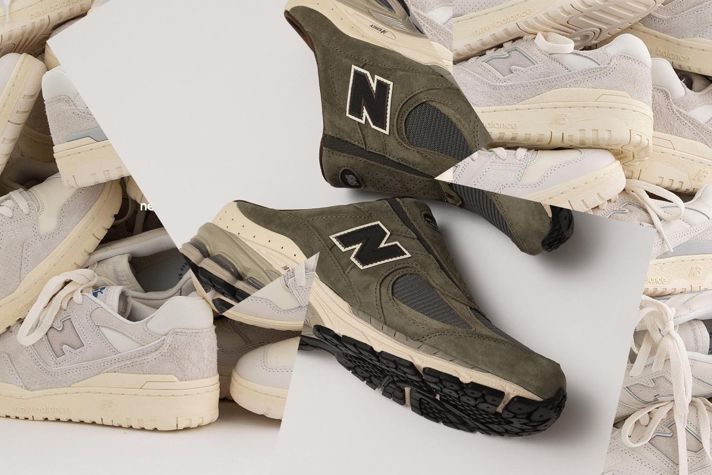 A collage of New Balance sneakers